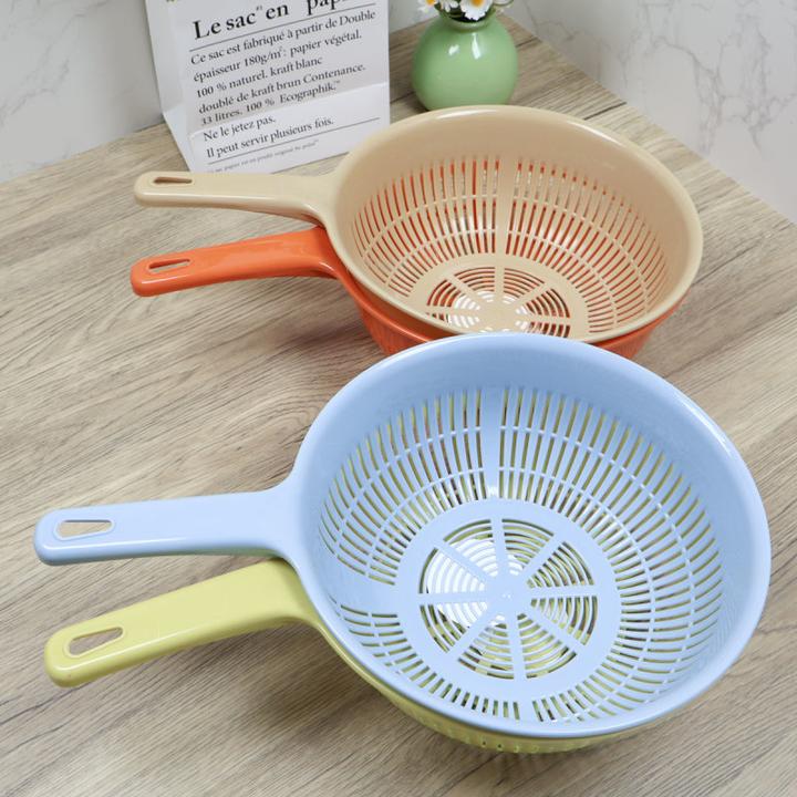 加厚带手柄沥水篮塑料篮子淘米箩厨房洗菜篮长柄洗米器筛子洗菜盆