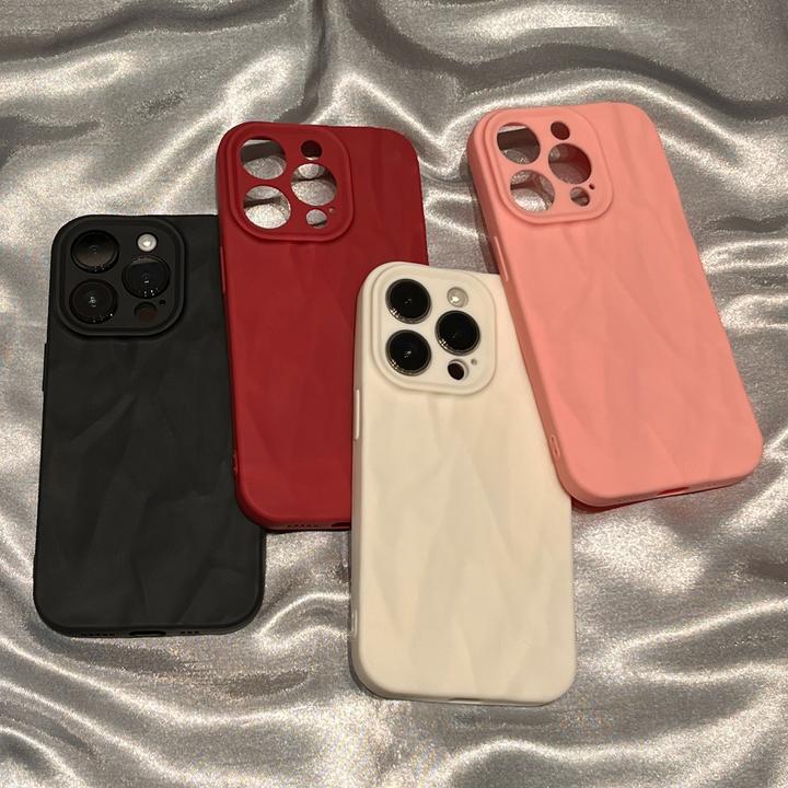 高级肤感褶皱iPhone15_14promax手机壳苹果13_12_11全包xs软套xr