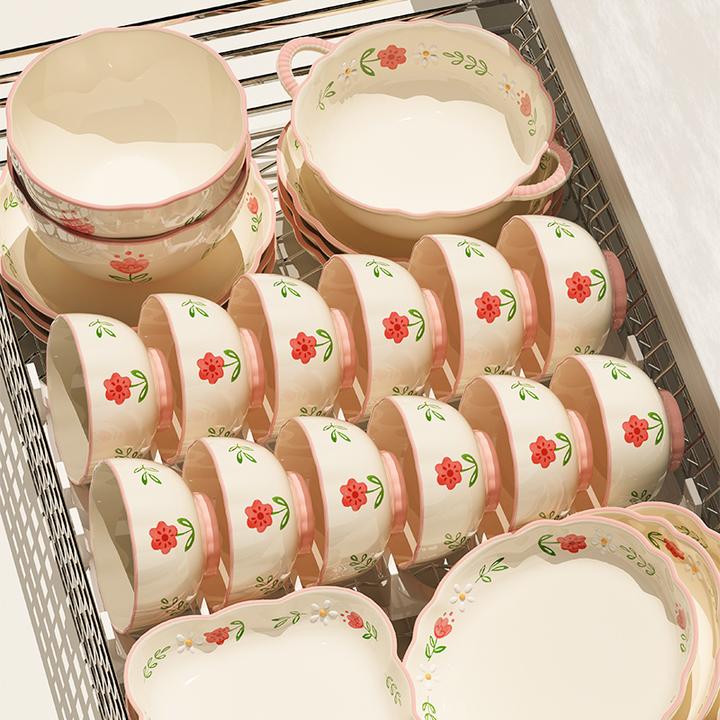 摩登主妇晴天釉下彩碗碟高颜值碗具乔迁送礼碗盘餐具套装礼盒