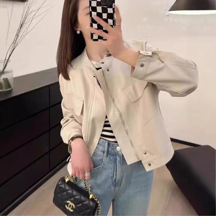 2024春秋新休闲短款小皮衣外套女韩版宽松显瘦PU皮机车服时尚夹克