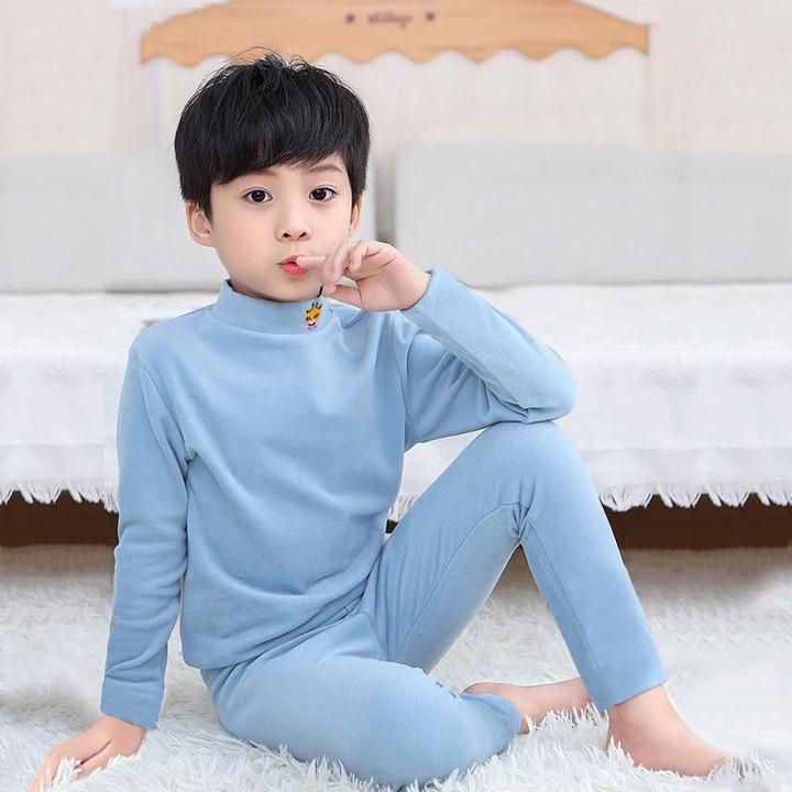 德绒保暖儿童内衣套装中领中大童秋冬半高领自发热男女童秋衣秋裤