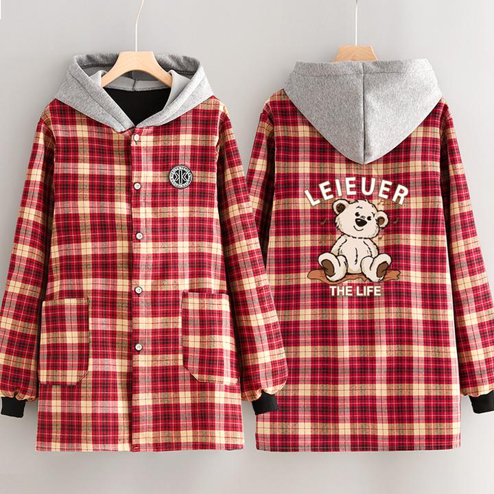 新款带帽加绒加厚罩衣女时尚防污保暖围裙长袖防水工作服成人外套