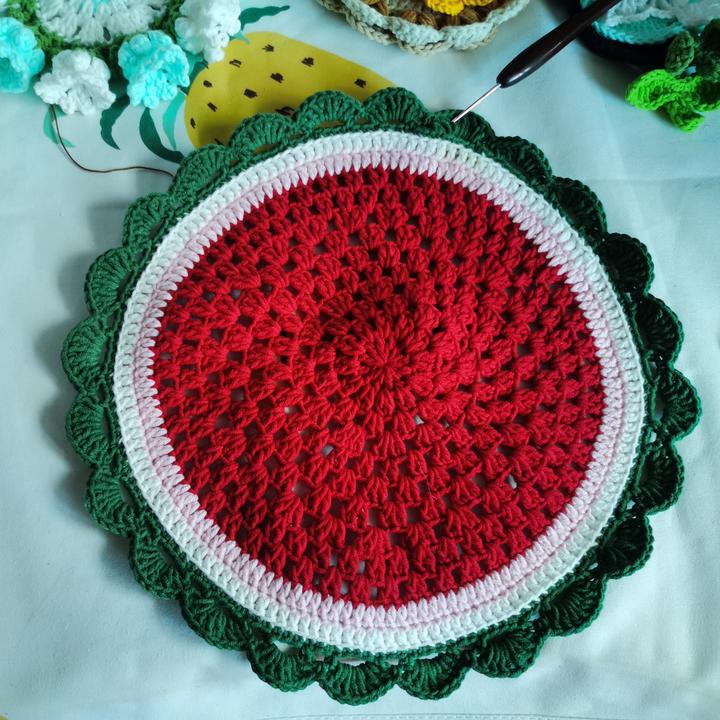 手工编织隔热垫 杯垫 茶壶垫 DIY手工西瓜垫