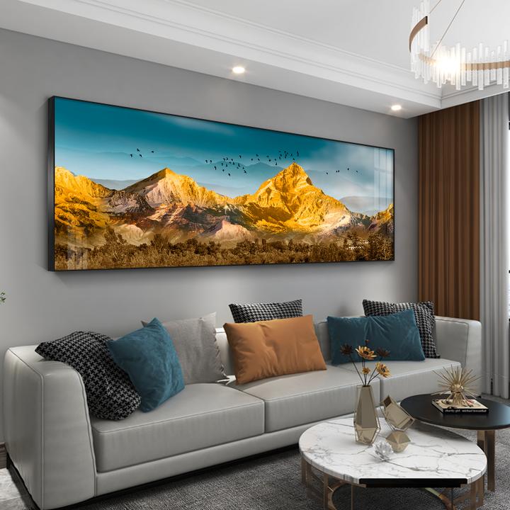 客厅装饰画横版背有靠山轻奢沙发背景墙壁挂画金山办公室山水风景