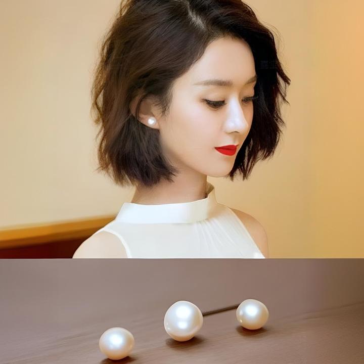 足银耳饰珍珠耳环天然淡水珍珠耳钉999纯银简约气质百搭养耳防敏