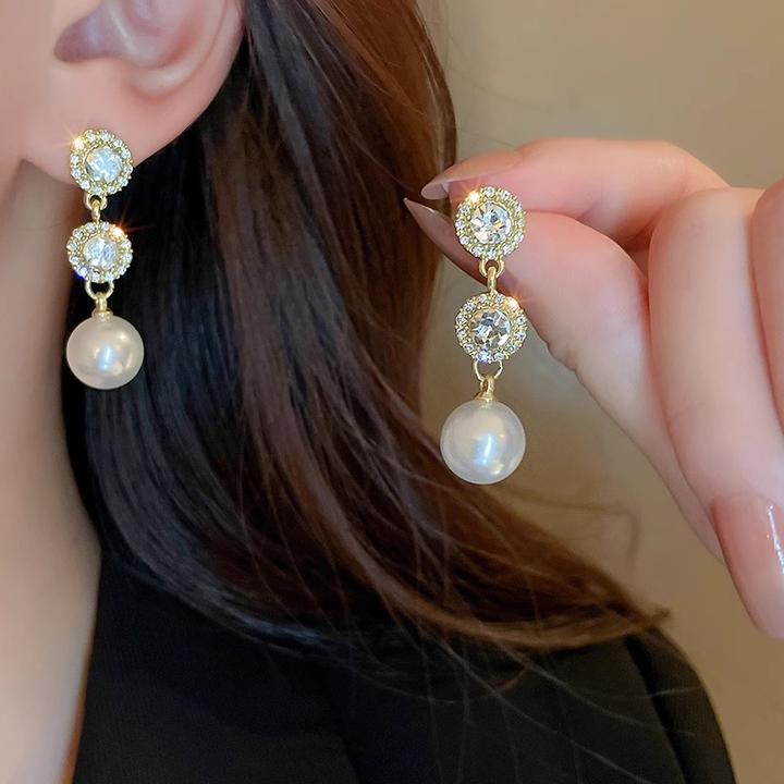 合金仿珍珠耳饰 珠珠耳环轻奢高级感独特耳钉小众设计感气质耳饰