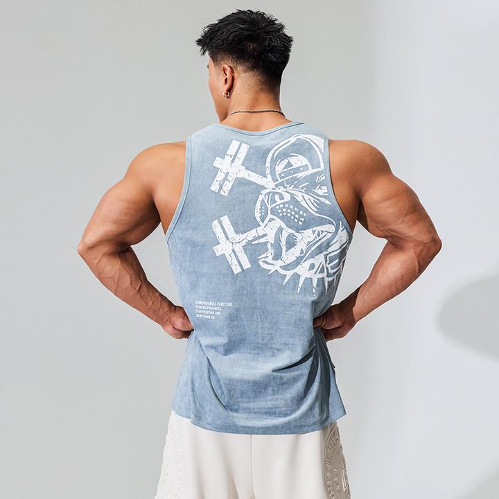 肌肉狗 运动背心男夏季新款羊筋绒美式工字无袖宽松训练服健身衣