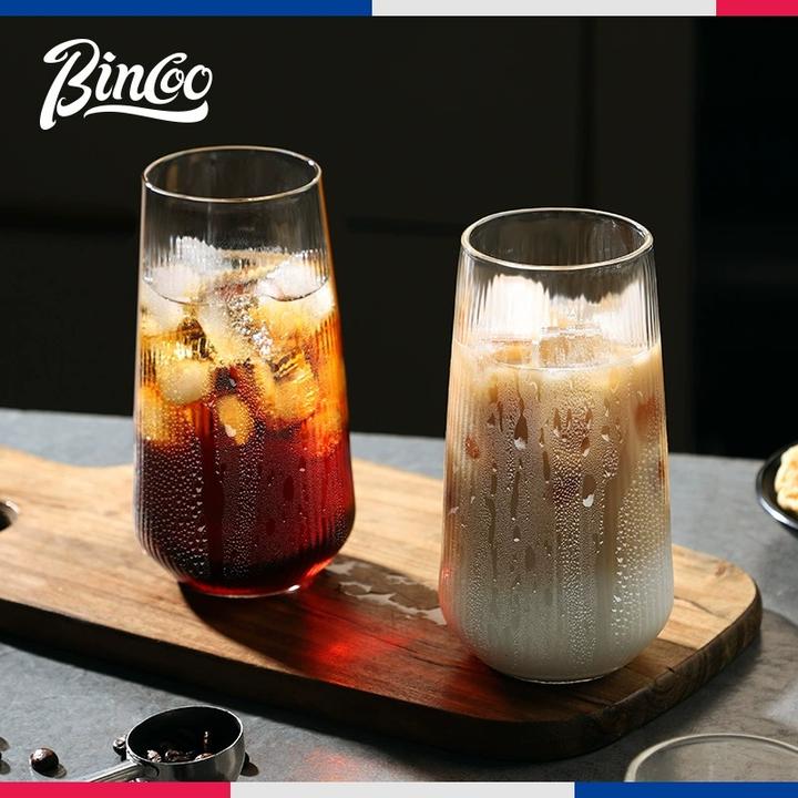 Bincoo竖条纹冰美式特调咖啡杯玻璃杯dirty水果茶杯果汁杯高颜值