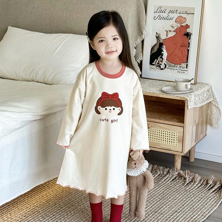女童睡裙春秋季纯棉儿童睡衣公主风长袖宝宝a类小女孩家居服秋冬