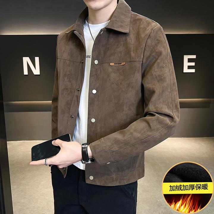 2024秋冬季夹克男新款百搭潮流痞帅加厚高级感加绒上衣服男士外套