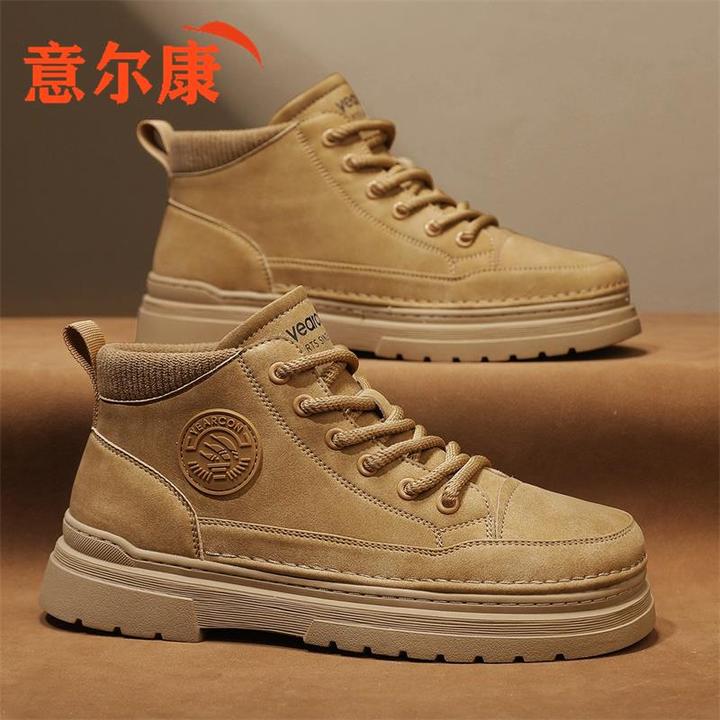意尔康马丁靴男款秋冬季2025新款男式北方加绒棉鞋户外工装短靴子