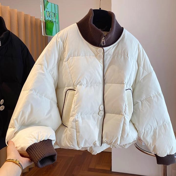 冬季新款胖MM韩版休闲显瘦立领棉服女宽松大码加厚保暖面包服外套