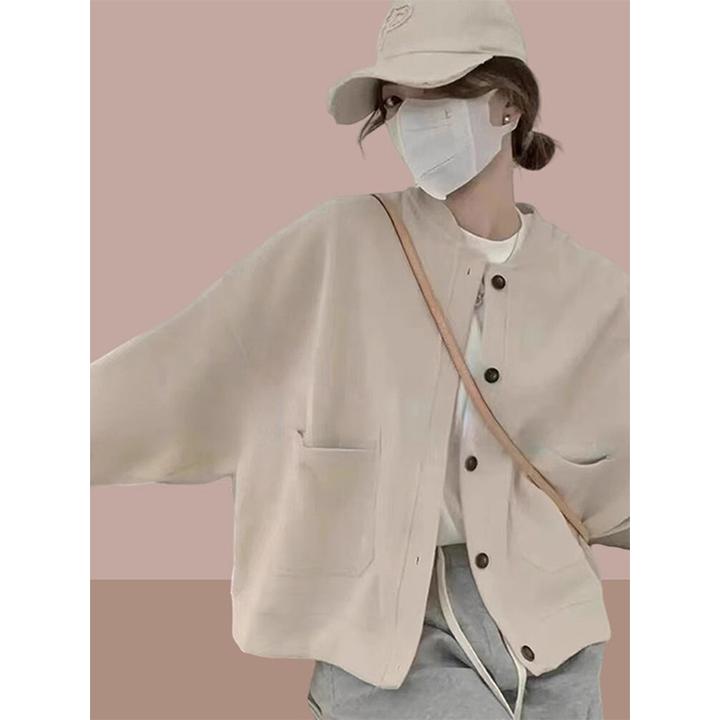 纯色简约设计百搭通勤女装外套2025春秋新款气质小众休闲纽扣夹克