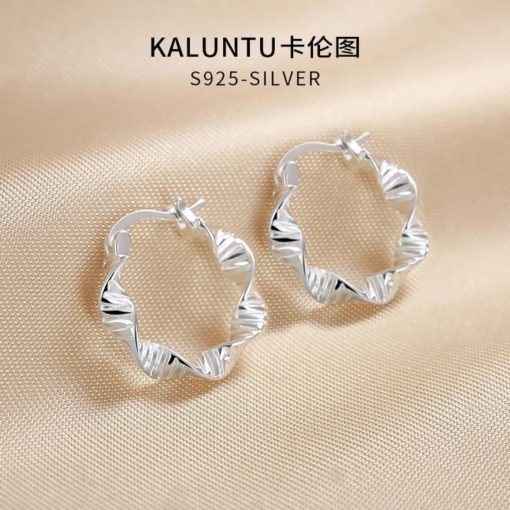 925银耳饰 莫比乌斯纯银耳环女螺旋条纹耳圈港风复古耳扣小众高级
