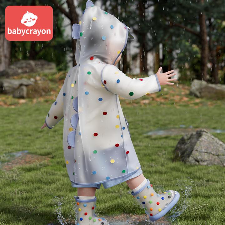 babycrayon彩虹豆雨衣男女童鲨鱼幼儿园宝宝防水雨披儿童上学专用