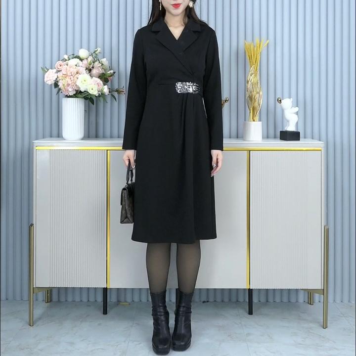 西装领长袖连衣裙ZB4745