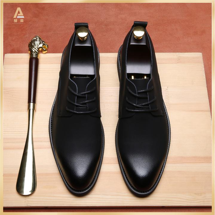 皮鞋男款真皮高档轻奢黑色英伦风休闲商务内增高结婚爆款2024新款