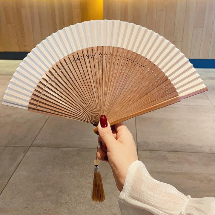 古风扇子白色素面扇国风折叠扇配汉服女日式纳凉扇便携新中式竹扇