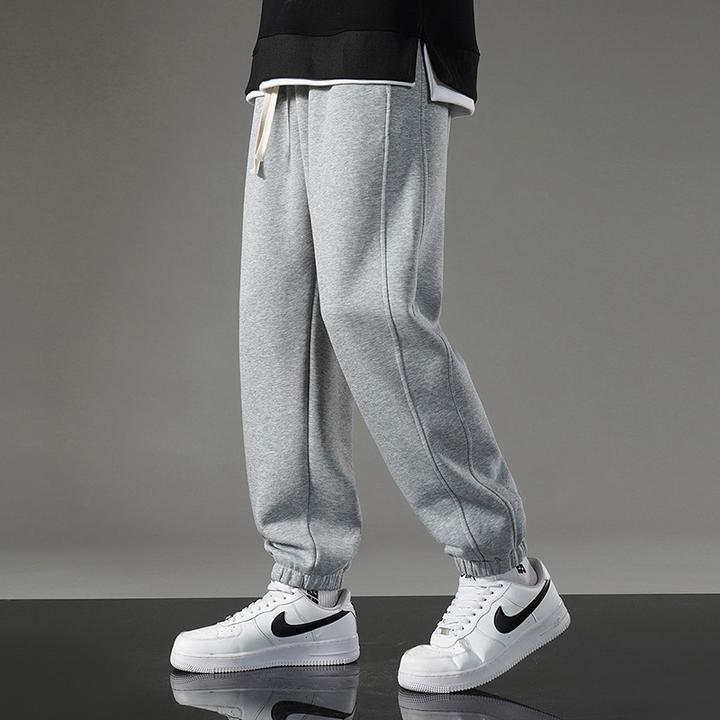 加绒加厚青少年运动休闲卫裤男士束脚裤宽松大码显瘦阔腿长裤保暖