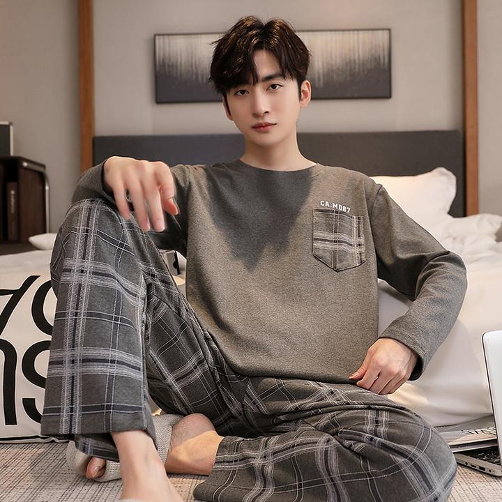 春秋睡衣男加肥加大码纯棉长袖套装休闲家居服胖子200斤250斤6XL