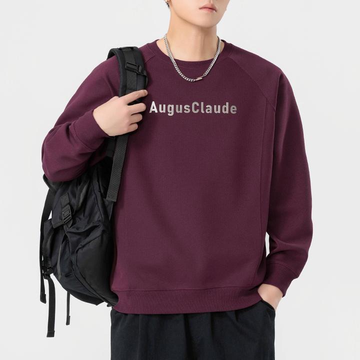 重磅圆领卫衣男秋冬新款休闲宽松百搭简约日系潮牌男装上衣男