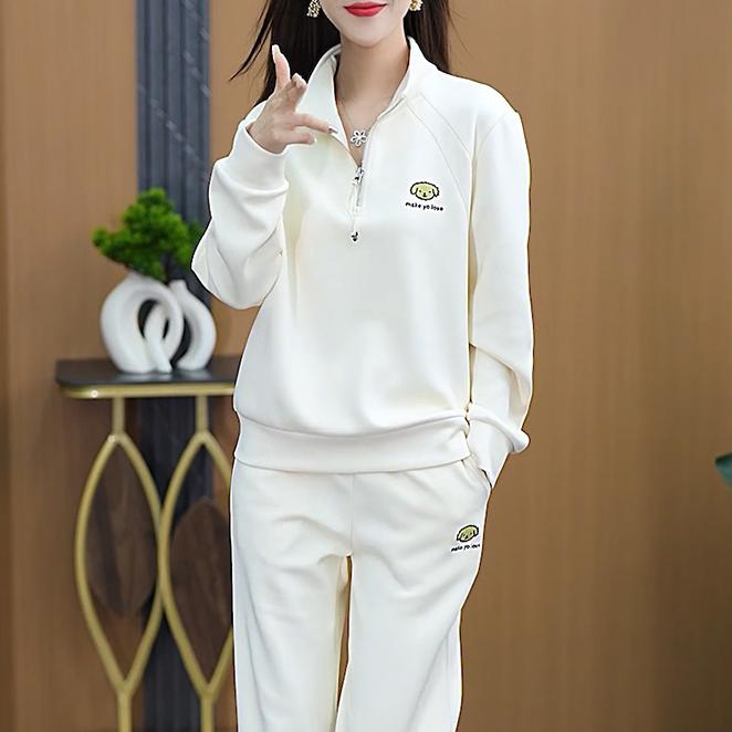 时尚立领休闲服运动套装女秋季新款洋气空气棉卫衣减龄显瘦两件套