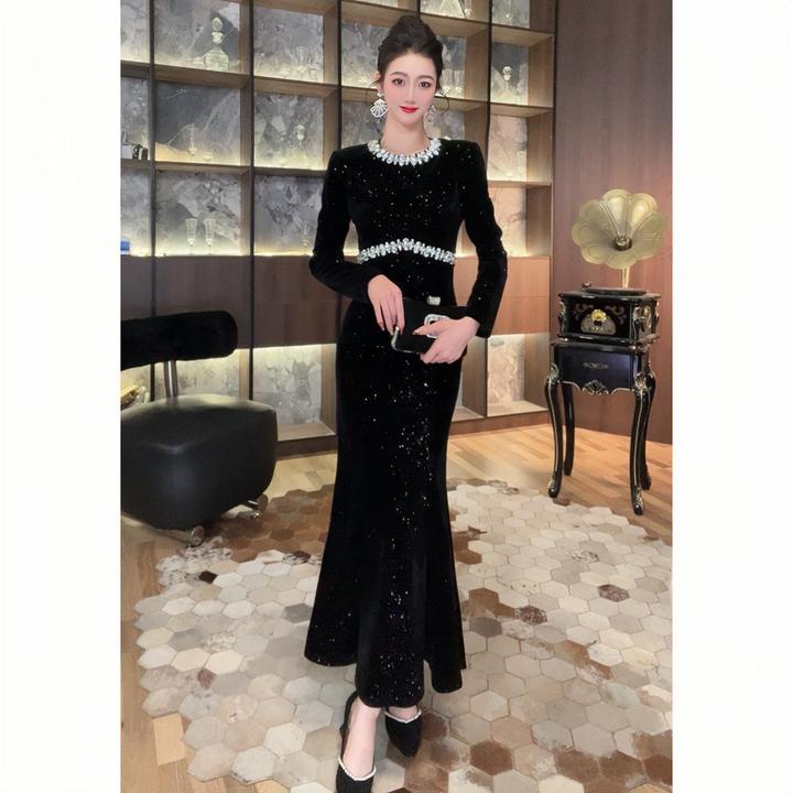 沐子的轻奢私藏【Mu/zi15351】显瘦气质时尚名媛宴会高贵优雅连衣裙