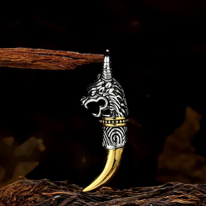 钛钢项链 个性嘻哈潮流项链男复古爆款民族风钛钢狼牙霸气吊坠