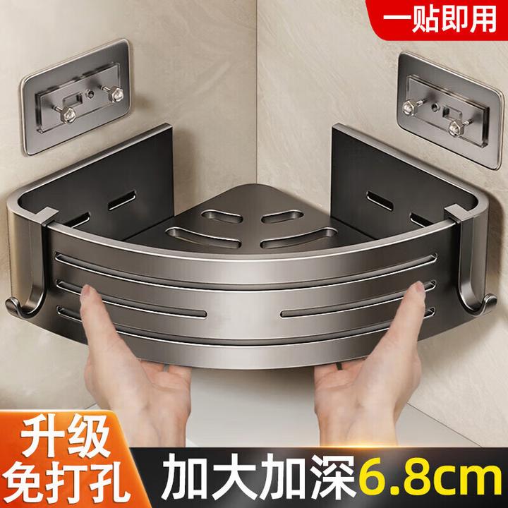 免打孔浴室置物架卫生间三角架壁挂洗漱台收纳架子家用加大浴室架