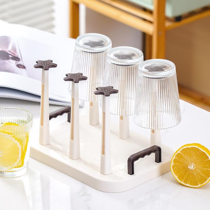 双层杯架家用茶杯架塑料水杯置物架倒挂沥水杯架加厚杯架置物架