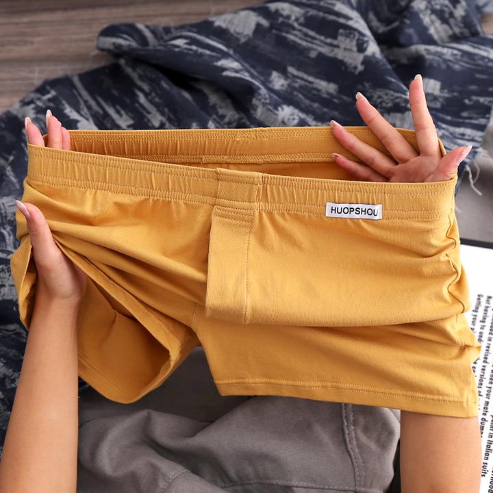 宽松大码男士内裤阿罗裤男款棉质舒适四角裤男生短裤家居裤睡裤