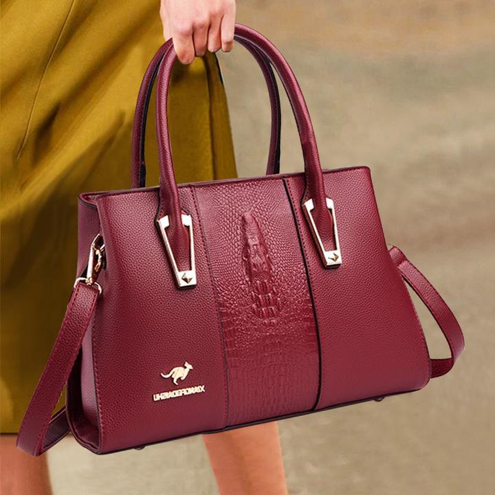 香港时尚女包2025新款简约妈妈包韩版单肩斜挎包鳄鱼纹大气手提包