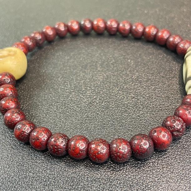 8mm朱砂供老星月小年份开片包浆玉化好，压痕磨损舒服