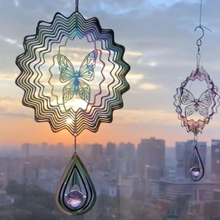 曼陀罗风铃蝴蝶3d旋转装饰挂件大梦归离同款立体动态可折叠Q299
