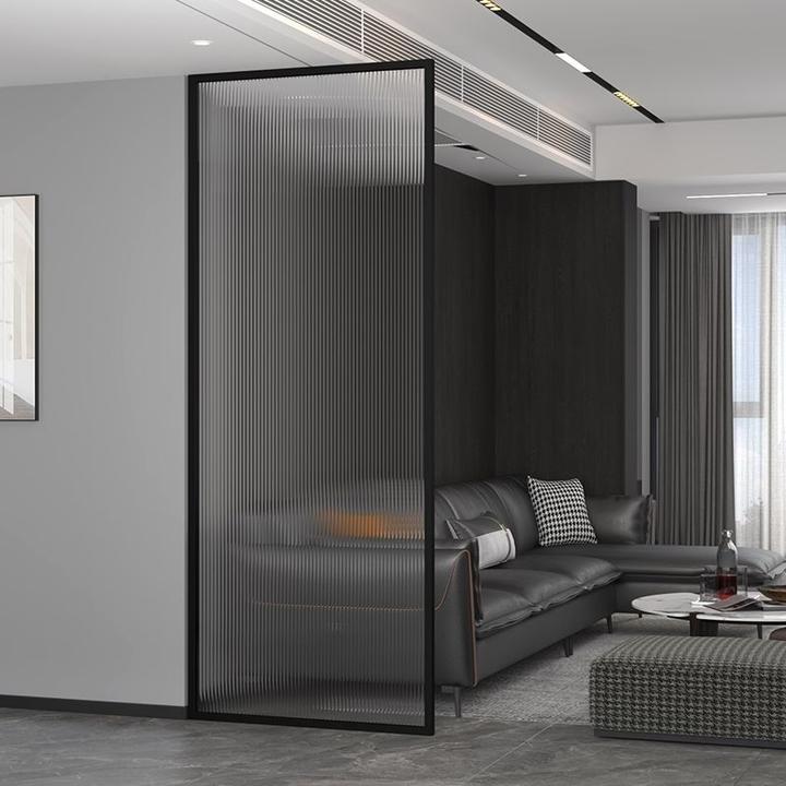 现代简约长虹钢化玻璃屏风隔断客厅入户遮挡格栅洗漱台玄关柜装饰