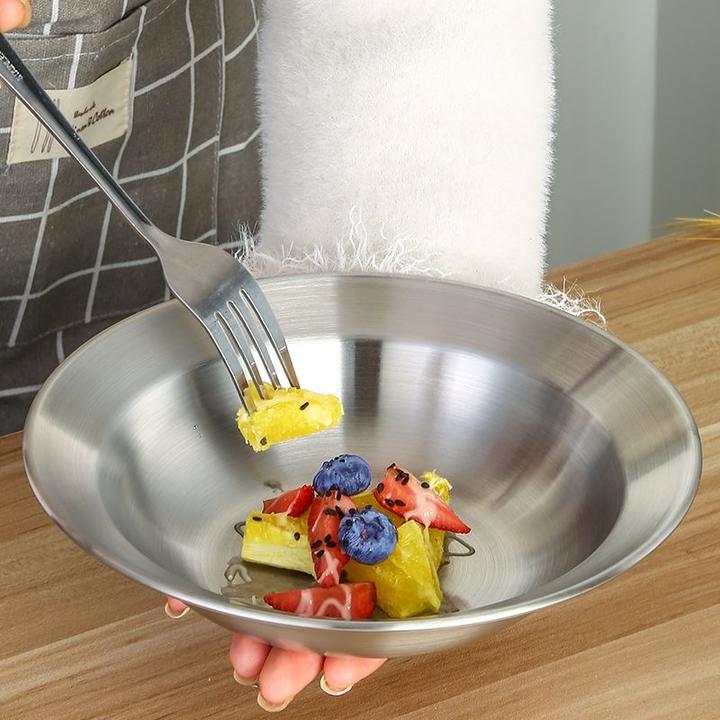 20cm韩式不锈钢沙拉盆耐磨一体工艺圆形【出口韩国ins原单】168克