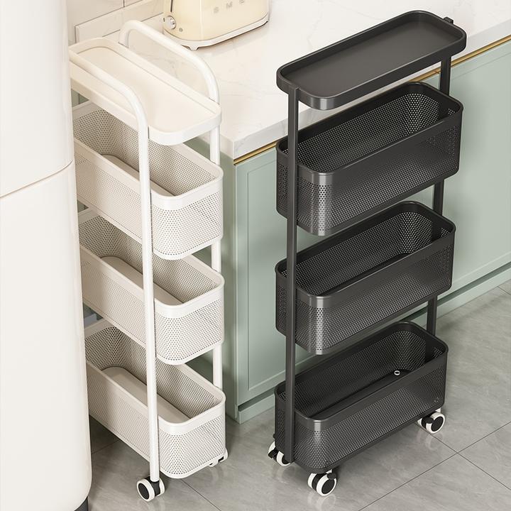 优勤厨房置物架落地窄柜缝隙家用卫生间浴室侧夹缝小推车收纳架子