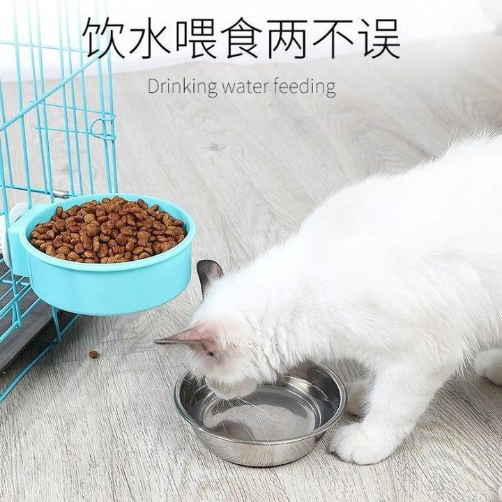 Kuchi宠物用品悬挂式不锈钢狗碗猫碗食盆防打翻挂笼固定水碗围栏