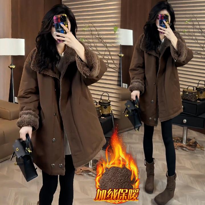 2024年冬季新款立领拼接大口袋两面穿短外套女设计感毛毛百搭上衣