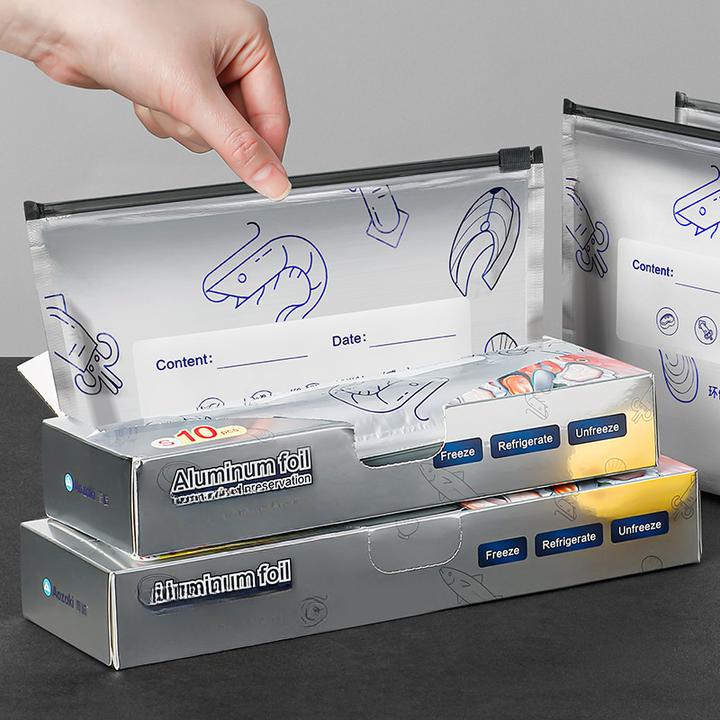 荞芬铝箔保鲜袋家用加厚食品冷藏密封袋冰箱冷冻锡纸盒装密实袋