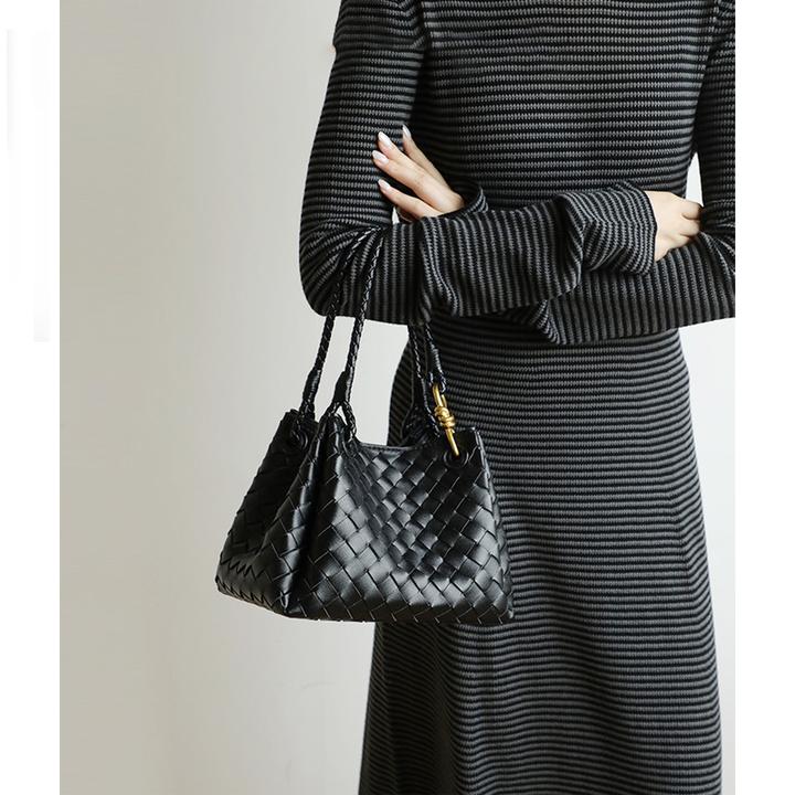 【蔷薇】2024新款编织包女真皮高级感手提单肩水桶包