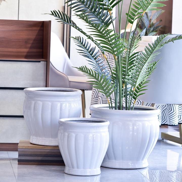 白釉花盆客厅办公楼庭院桂花树茶花幸福树陶瓷花盆包邮特大花盆