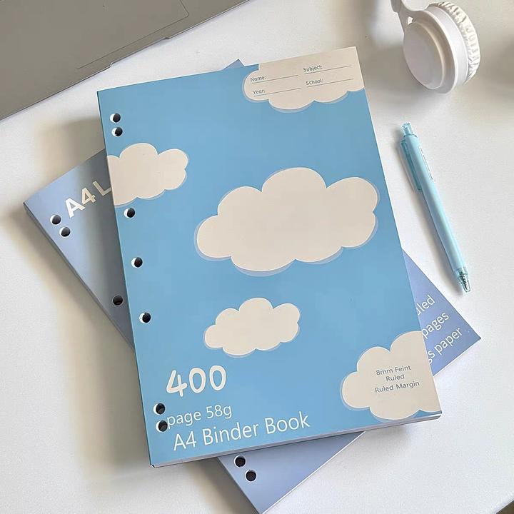 A4加厚云朵海盐薄脆本高颜值学生考研考公考编记事横线笔记本