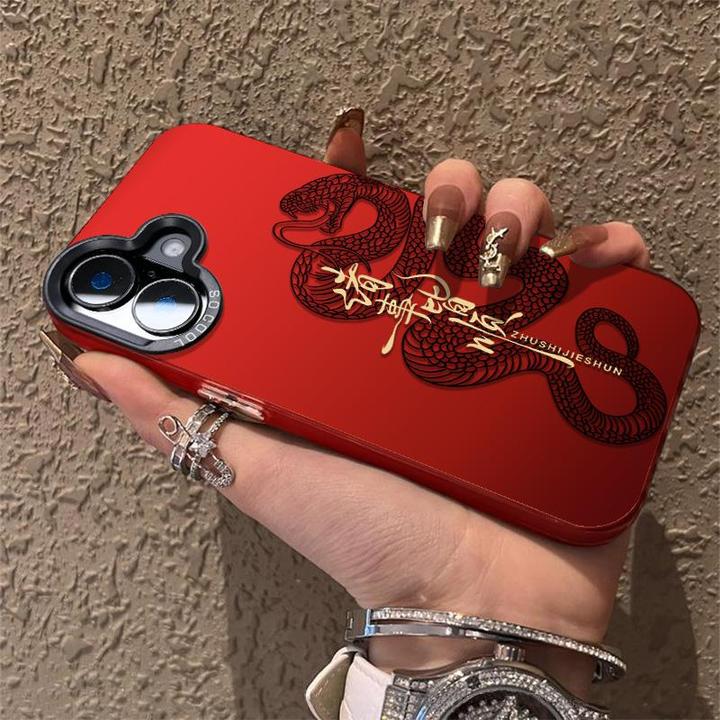 诸事皆顺黑蛇适用苹果16手机壳iPhone15新年款14plus红色13prox7p