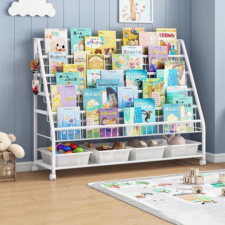 书架落地绘本铁艺杂志收纳家用简约简易书报置物架子