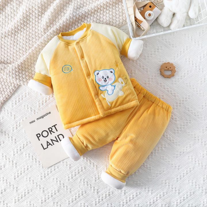 婴幼儿加绒加厚分体棉服新生儿秋冬季两件套保暖棉内胆棉服棉袄