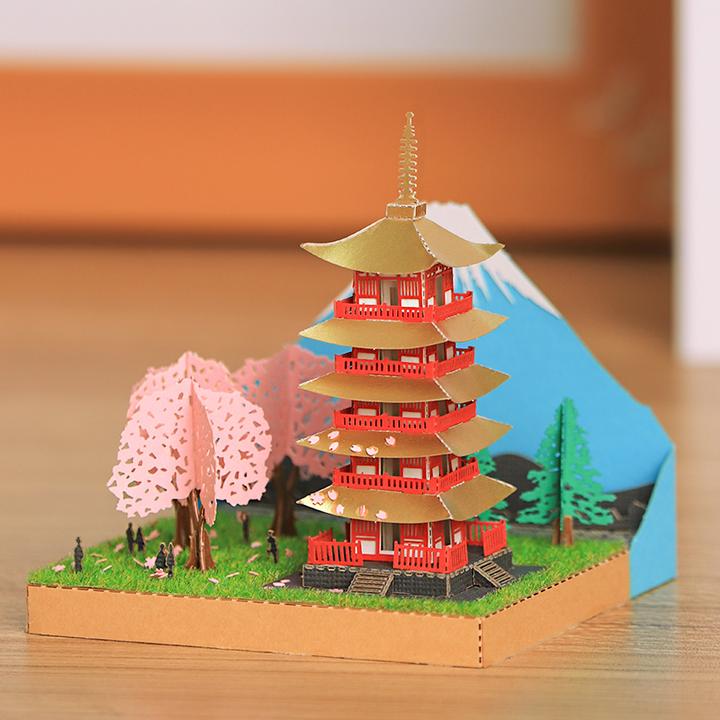 富士山五重塔建筑手工DIY拼装纸模立体礼品摆件送女友生日礼物