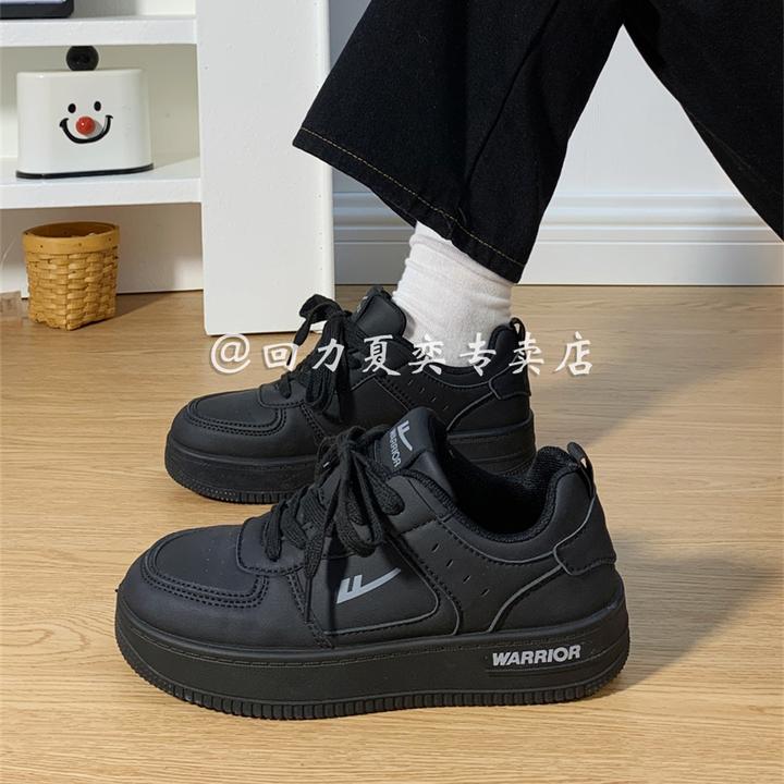 Warrior/回力2026男女同款休闲百搭爆款小黑鞋透气厚底原创板鞋子
