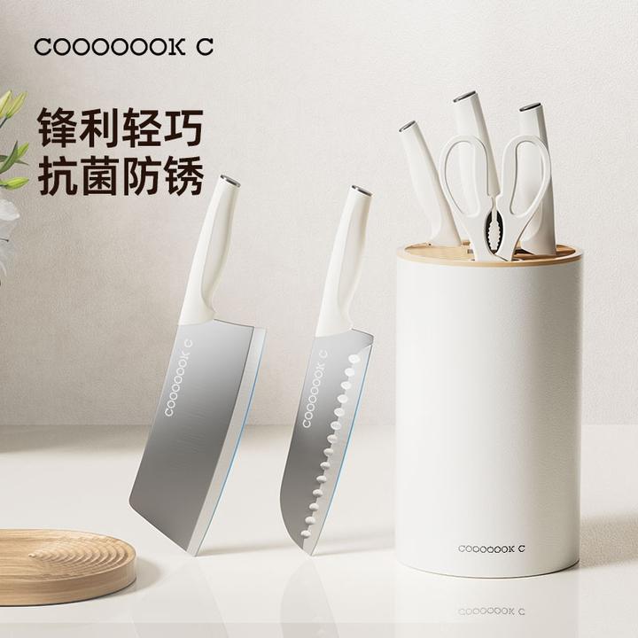 炊达人白象刀具套装抗菌不锈钢刀具厨房家用磨刀器削皮器砍骨刀