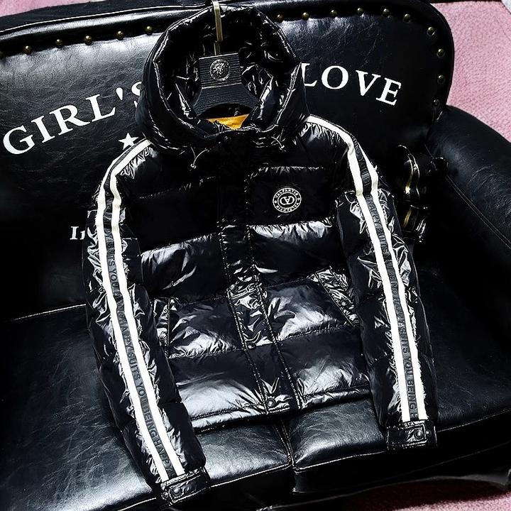 巴赛娜缇潮牌亮面连帽羽绒服男士加厚保暖休闲衣服冬季新款外套